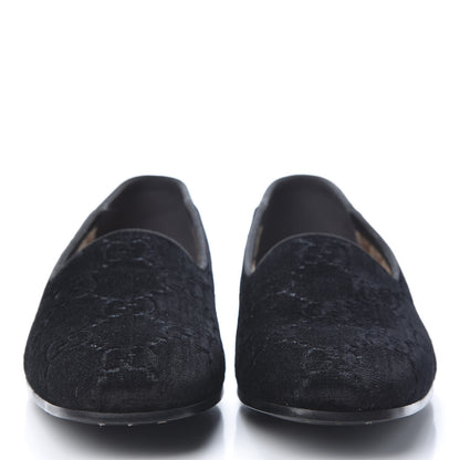 Gucci Velvet GG Monogram Mens Loafers 8.5 Black 2 of 9