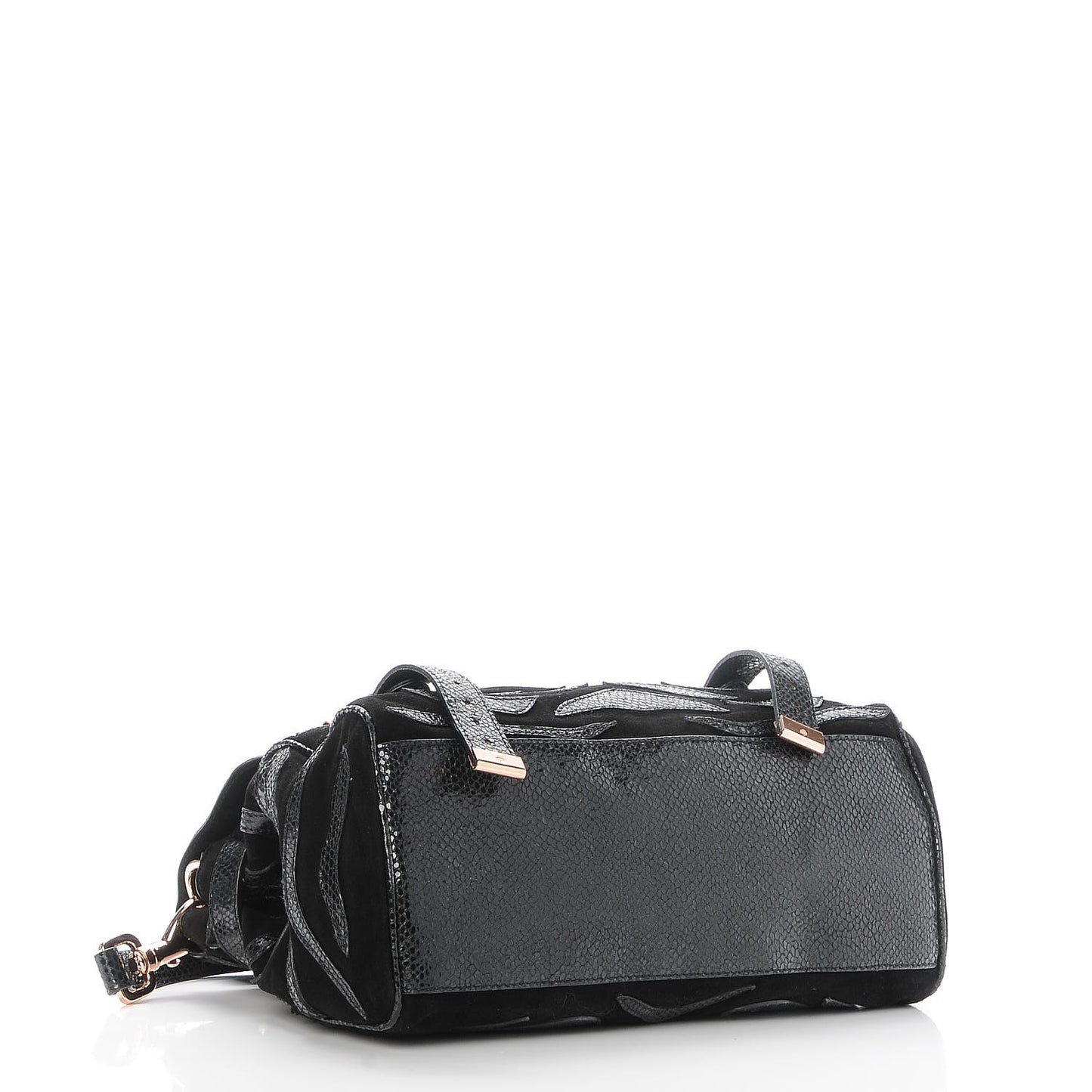 Suede Lizard Print Patchwork Medium Alexa Black
