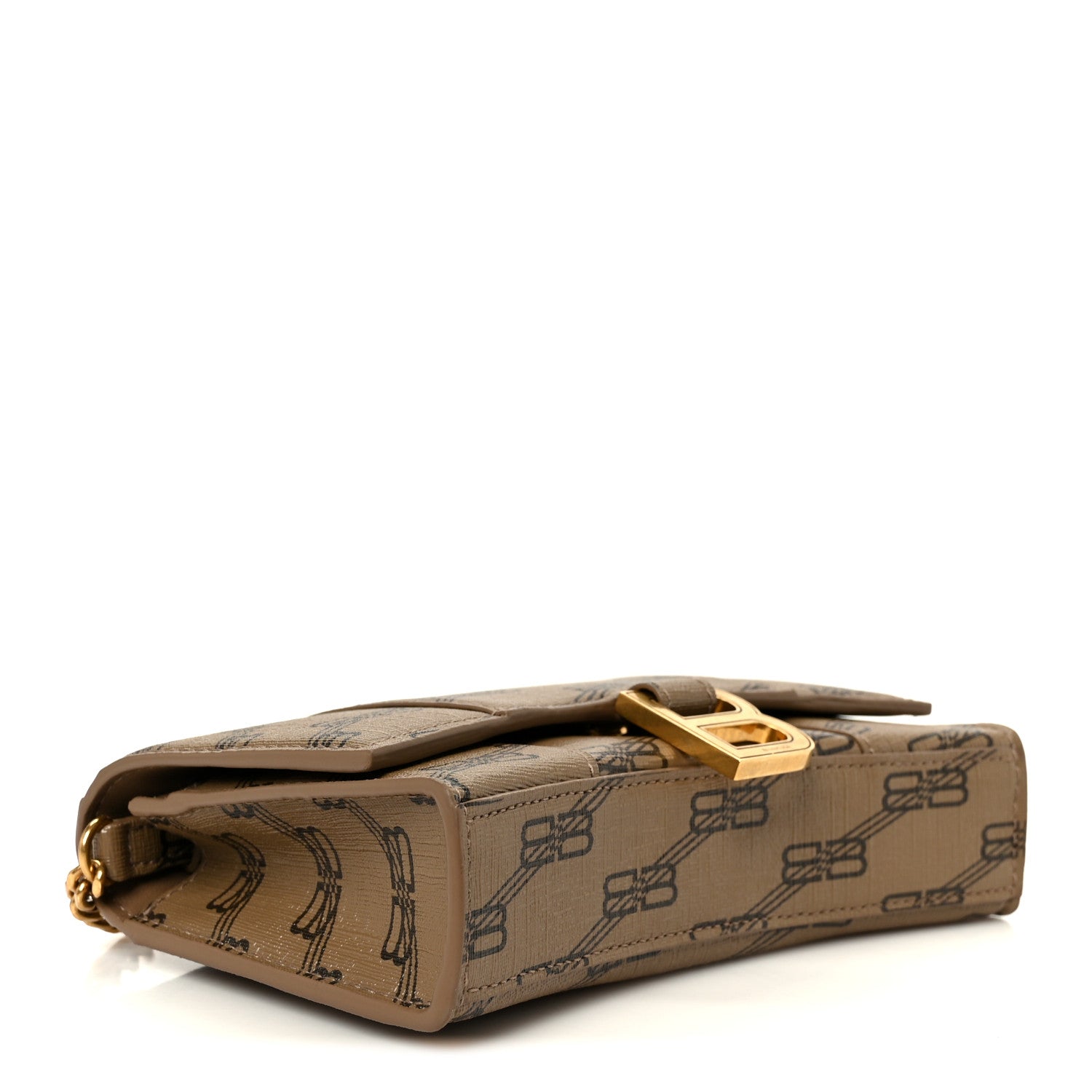 Balenciaga Coated Canvas BB Monogram Hourglass Chain Bag Beige