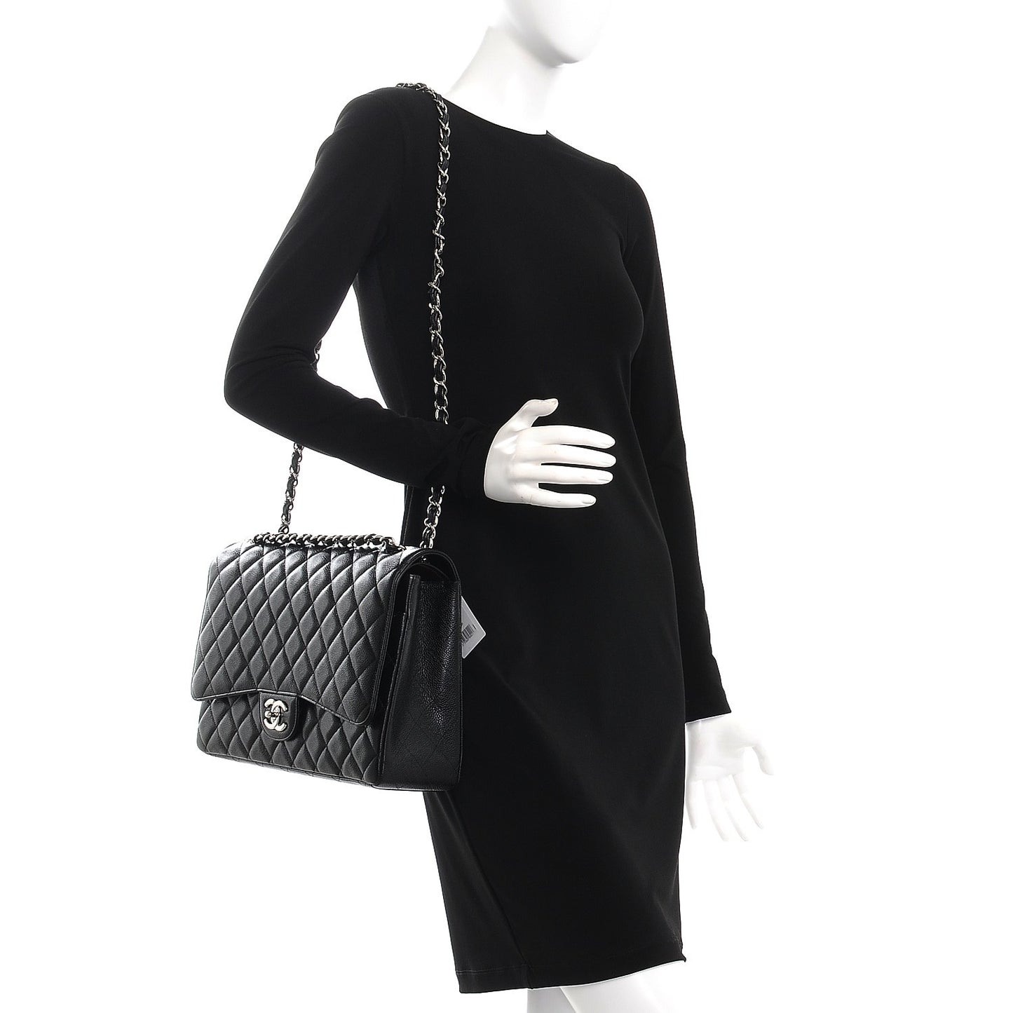 Caviar Quilted Maxi Double Flap Black