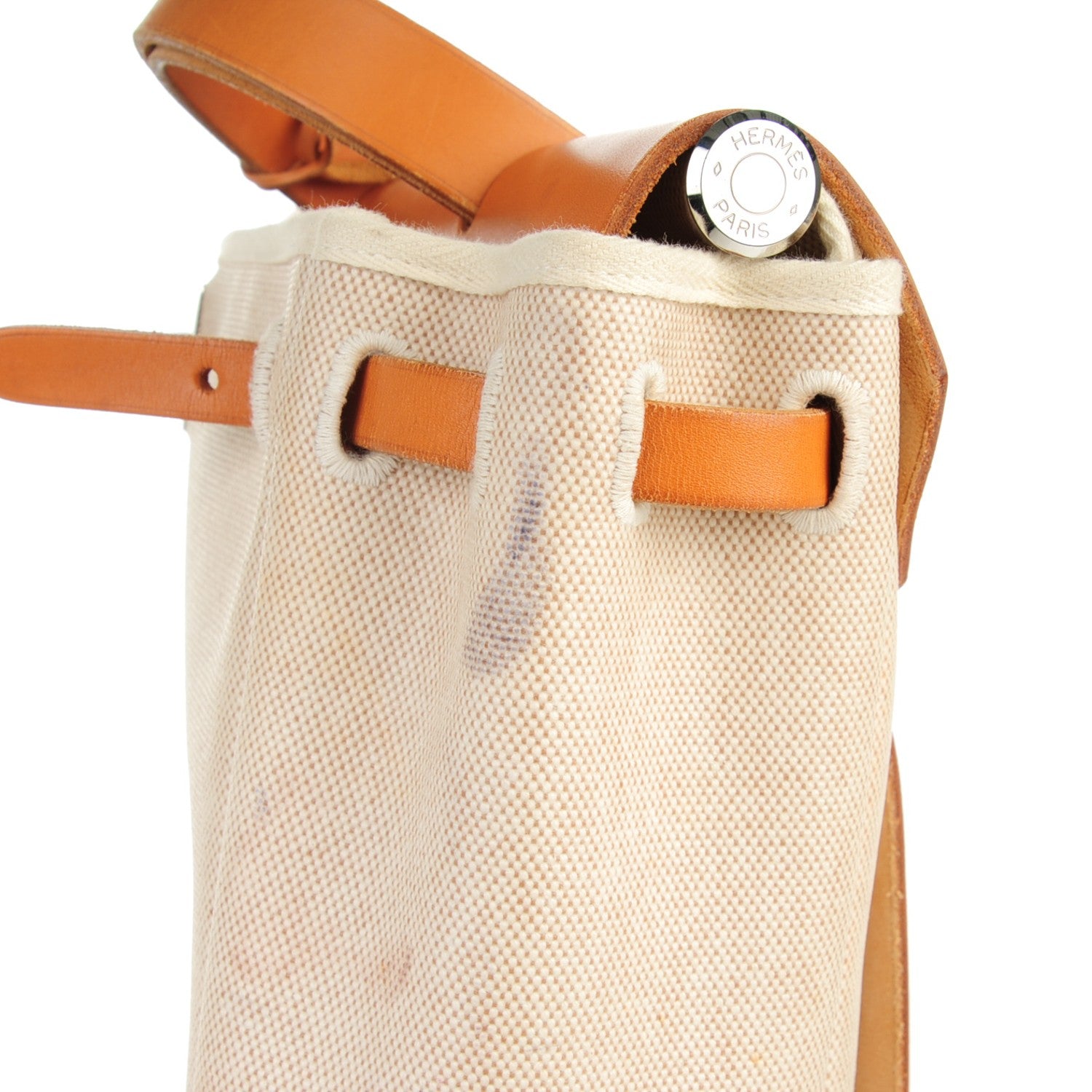 Hermes Toile Vache Calfskin Herbag 30 PM Backpack Natural 3 of 11