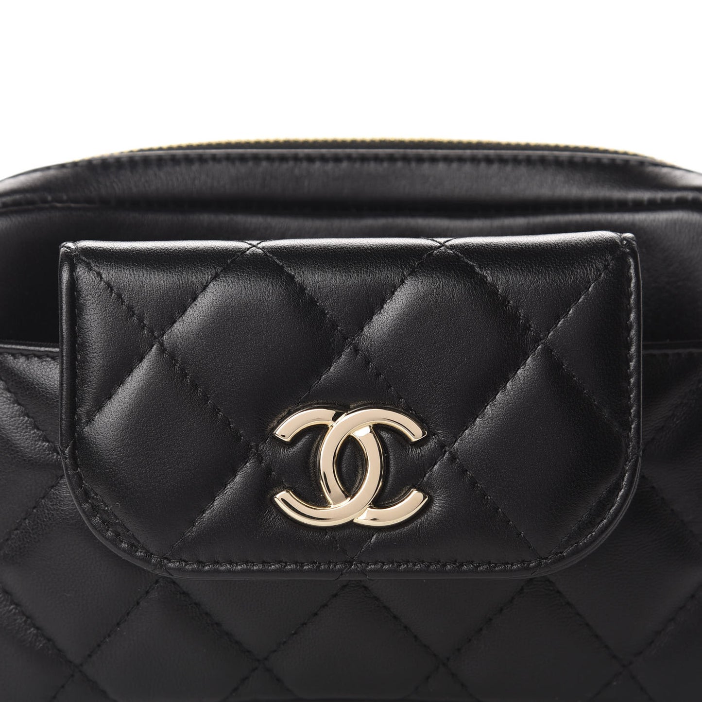 Lambskin Quilted Waist Bag Black