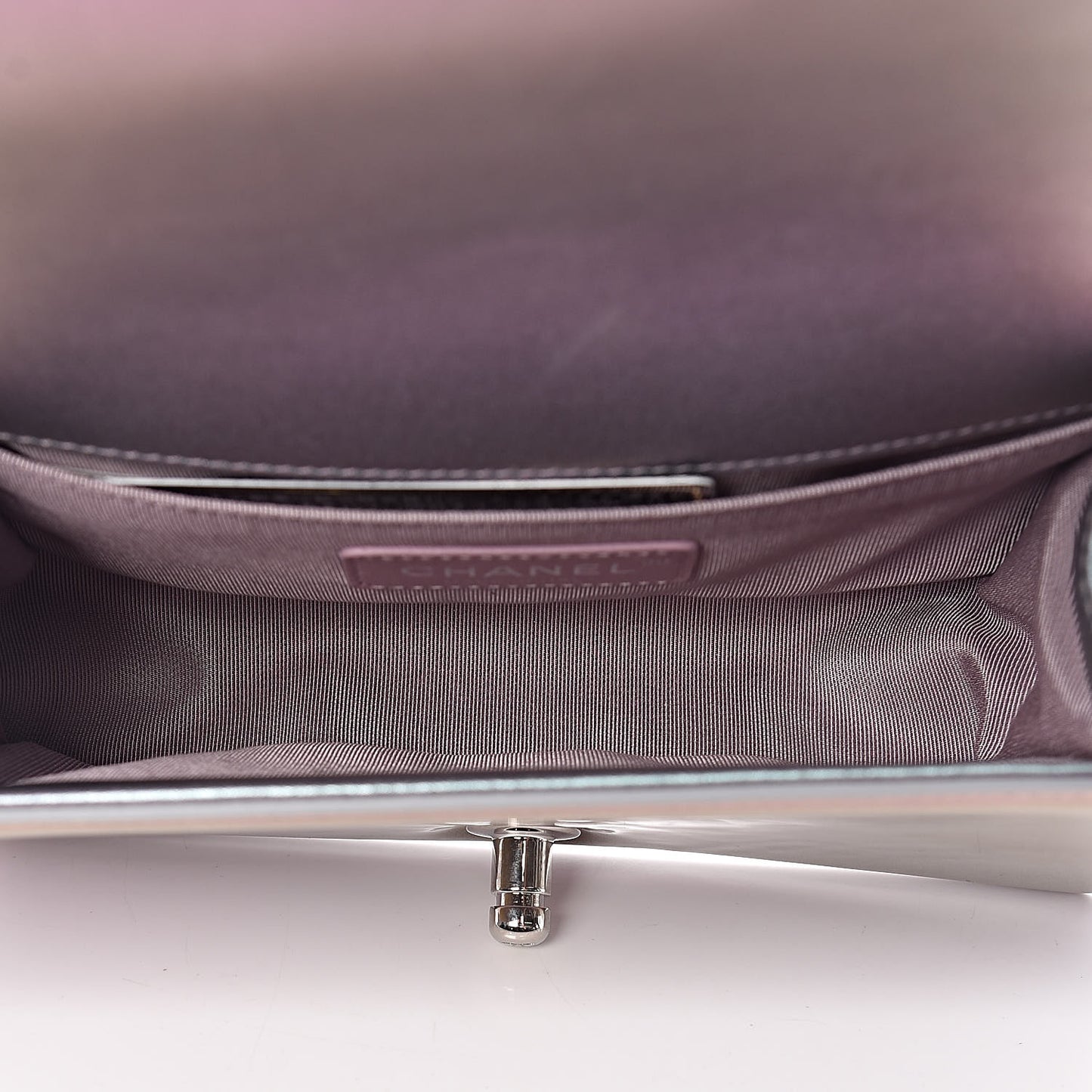 Iridescent Patent Calfskin PVC Quilted Small Boy Flap Light Purple