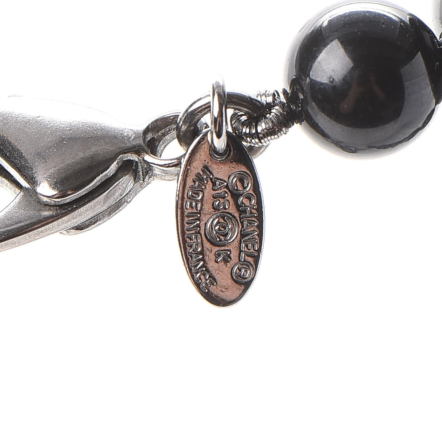 Ruthenium Pearl Bead CC Long Necklace Black