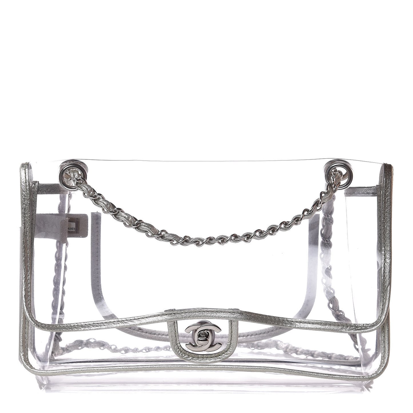 Vinyl Lambskin Large Naked Flap Silver