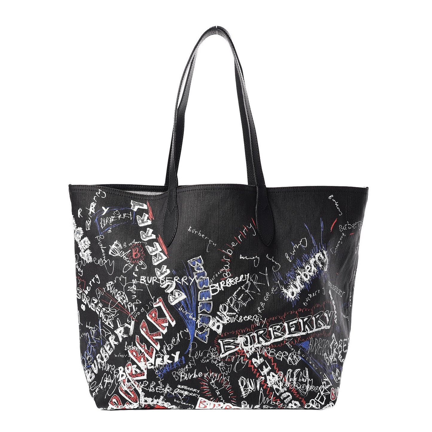 Coated Canvas Mega Check Sketchbook Medium Reversible Doodle Tote Black