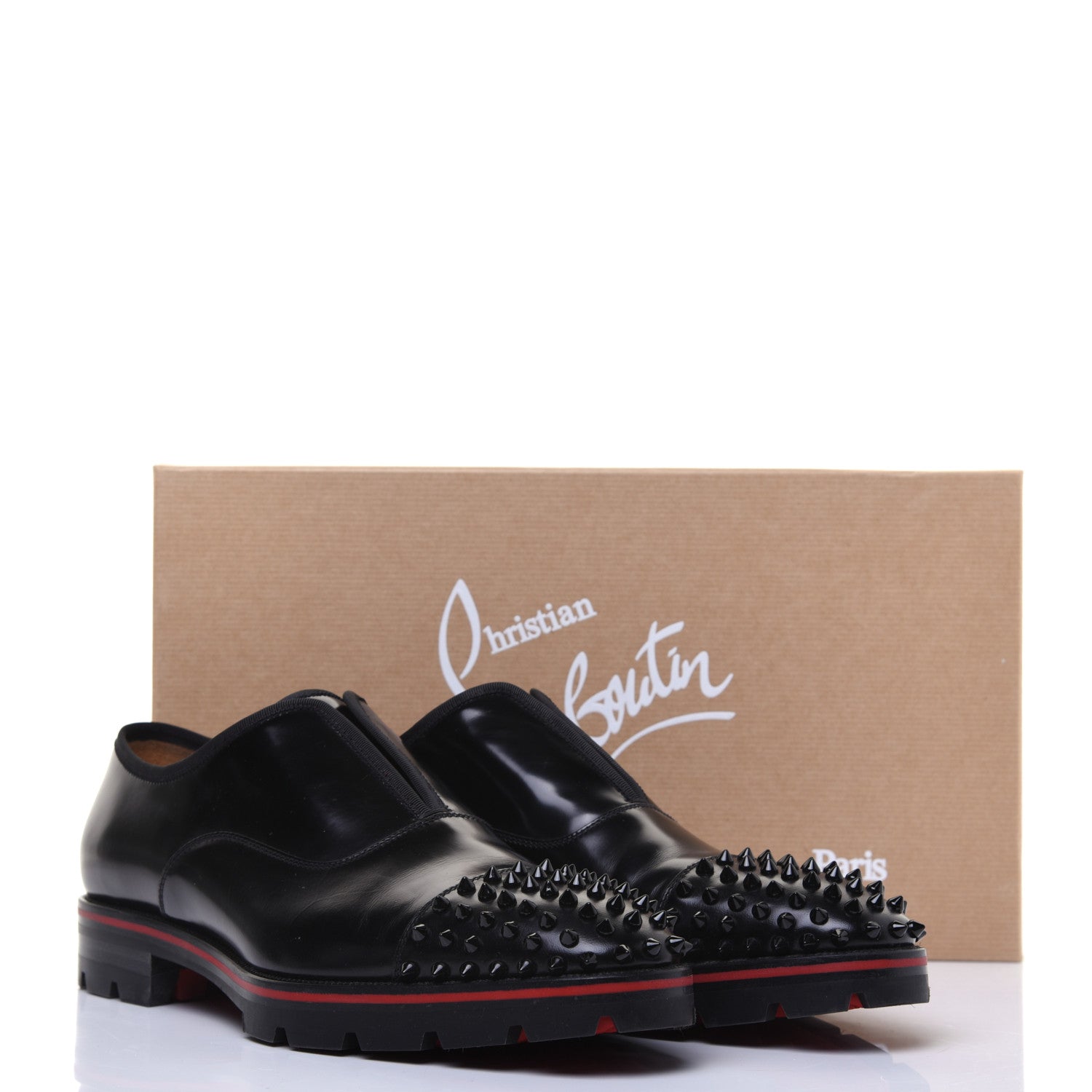 Christian Louboutin Calfskin Abrasivato Mens Alpha Pointe Spikes Flat Sneakers 43.5 Black 5 of 10