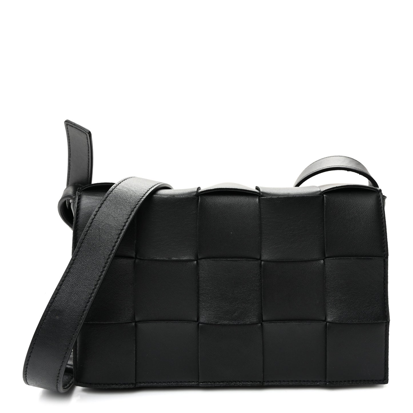 Lambskin Maxi Intrecciato Cassette Crossbody Bag Black