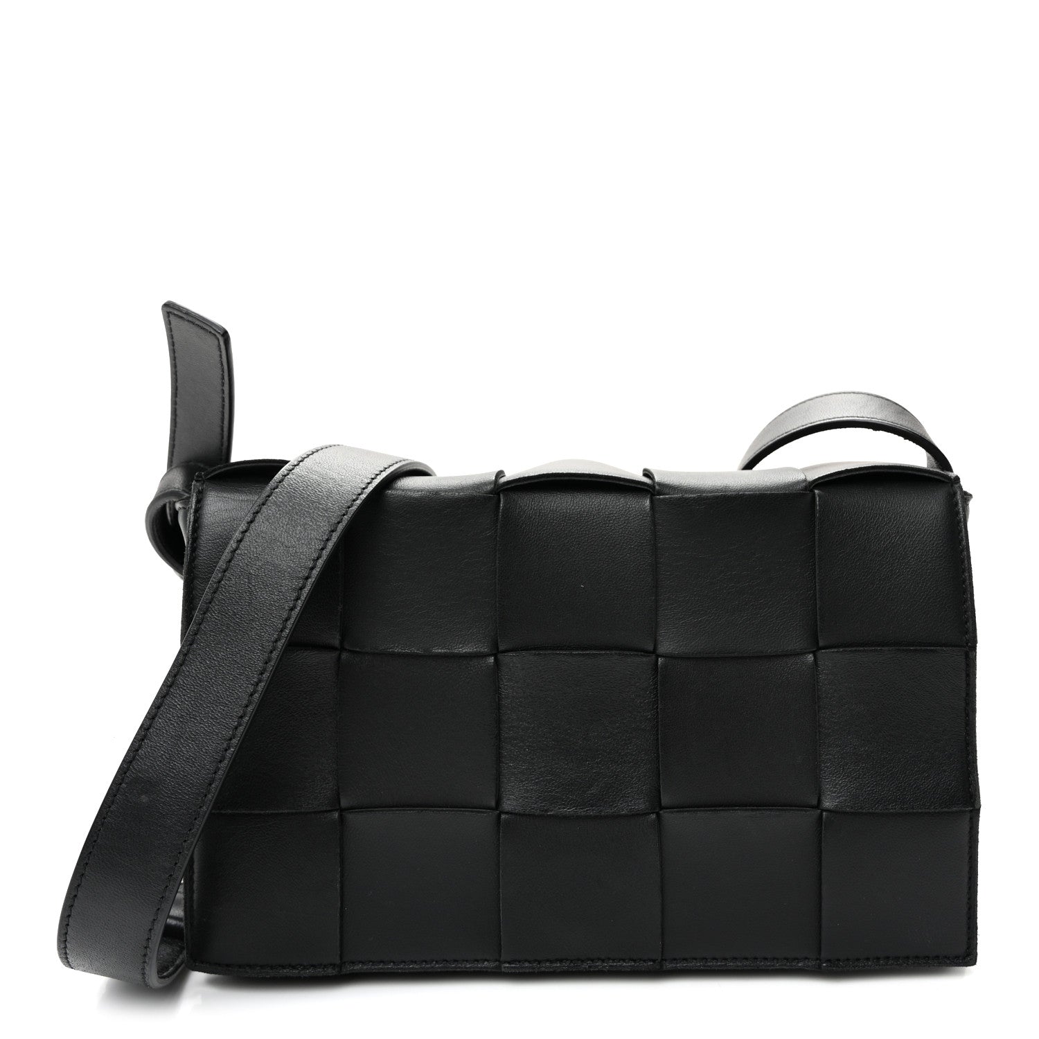 Bottega Veneta Lambskin Maxi Intrecciato Cassette Crossbody Bag Black 1 of 9