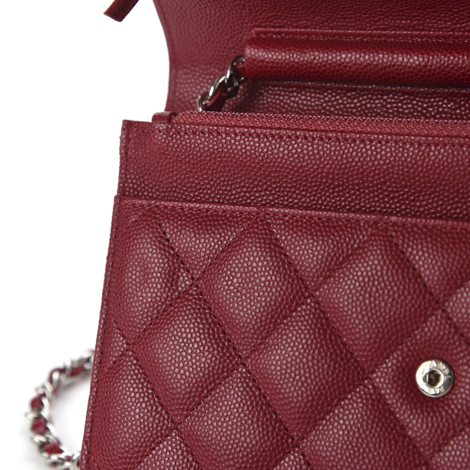 Chanel Caviar Quilted Wallet On Chain WOC Red 10 of 12