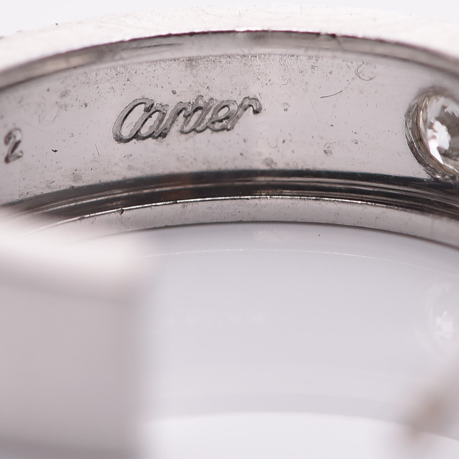 Cartier 18K White Gold 2 Diamond 5.5mm LOVE Hoop Earrings 6 of 17