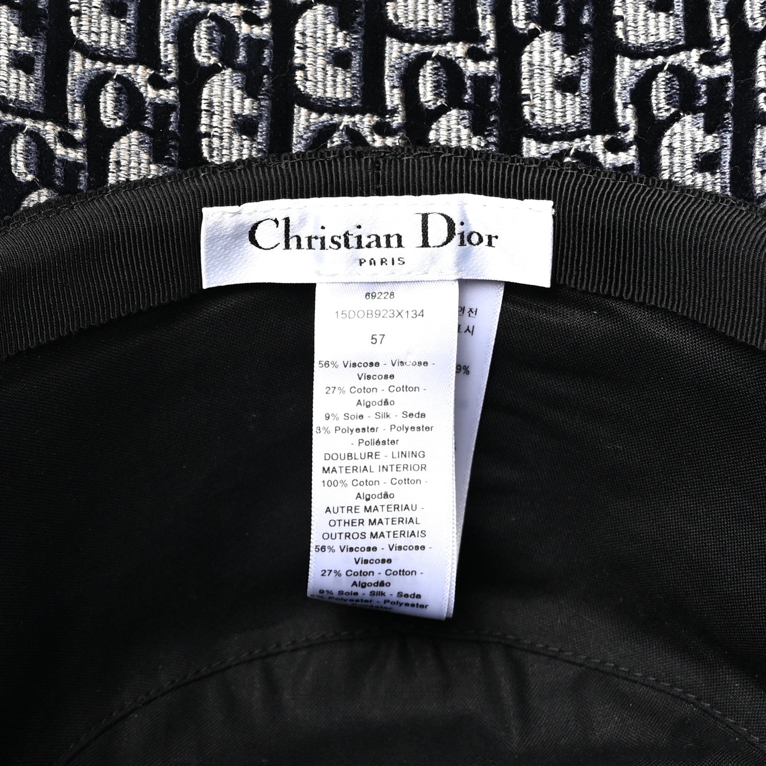 Christian Dior Velvet Oblique Large Brim Bucket Hat 57 Bleu Red 8 of 9