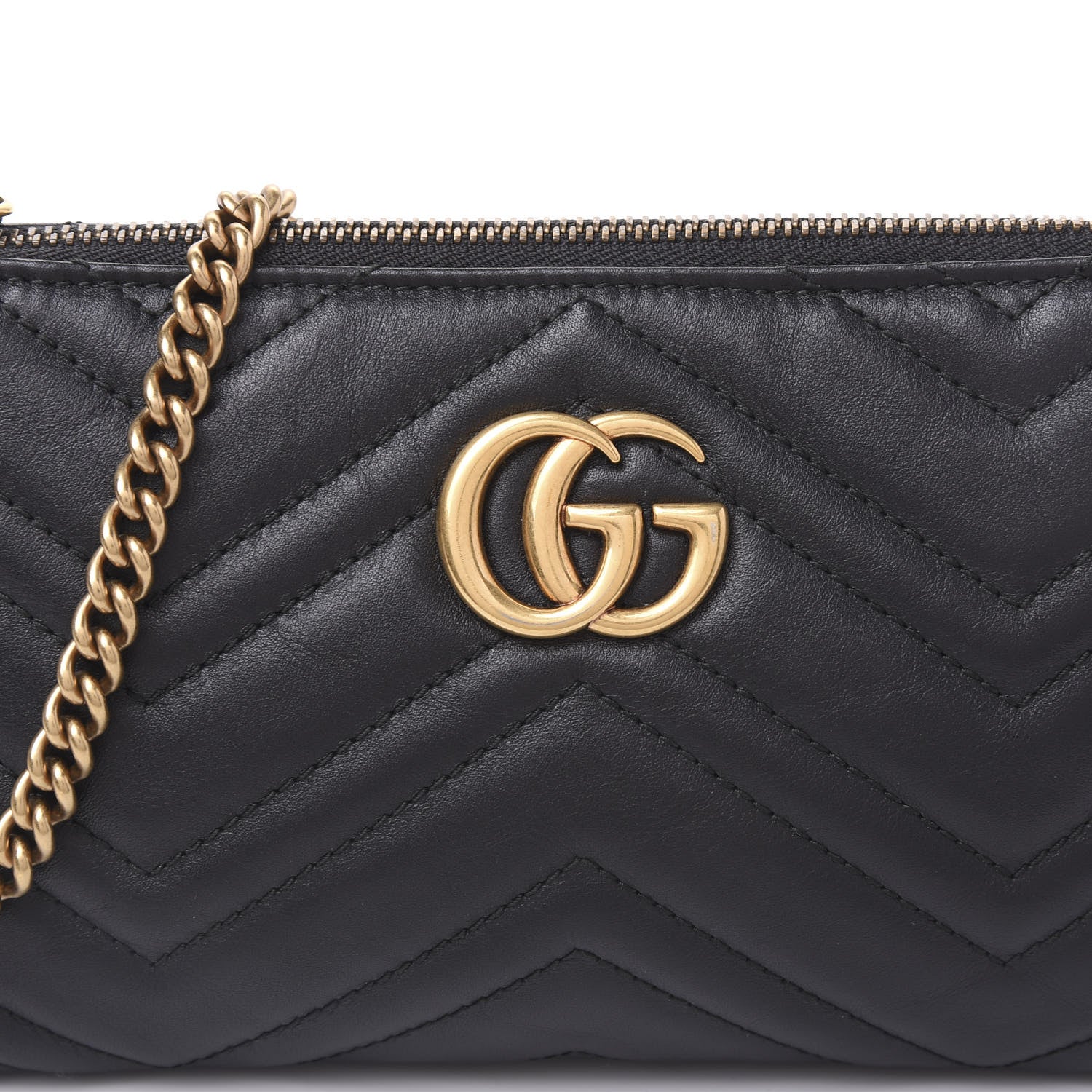 Gucci Calfskin Matelasse Mini GG Marmont Chain Bag Black 8 of 8