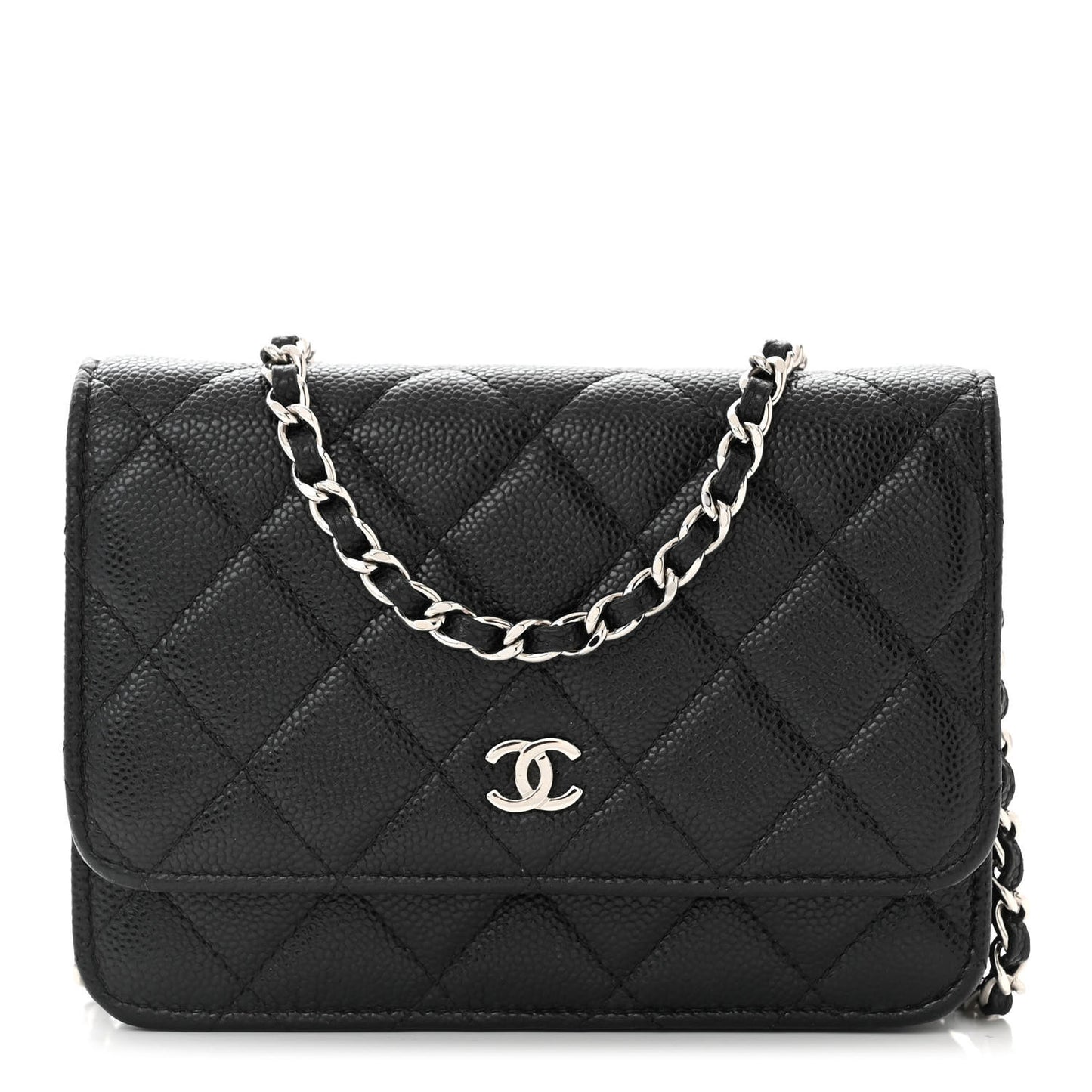 Caviar Quilted Mini Wallet On Chain WOC Black