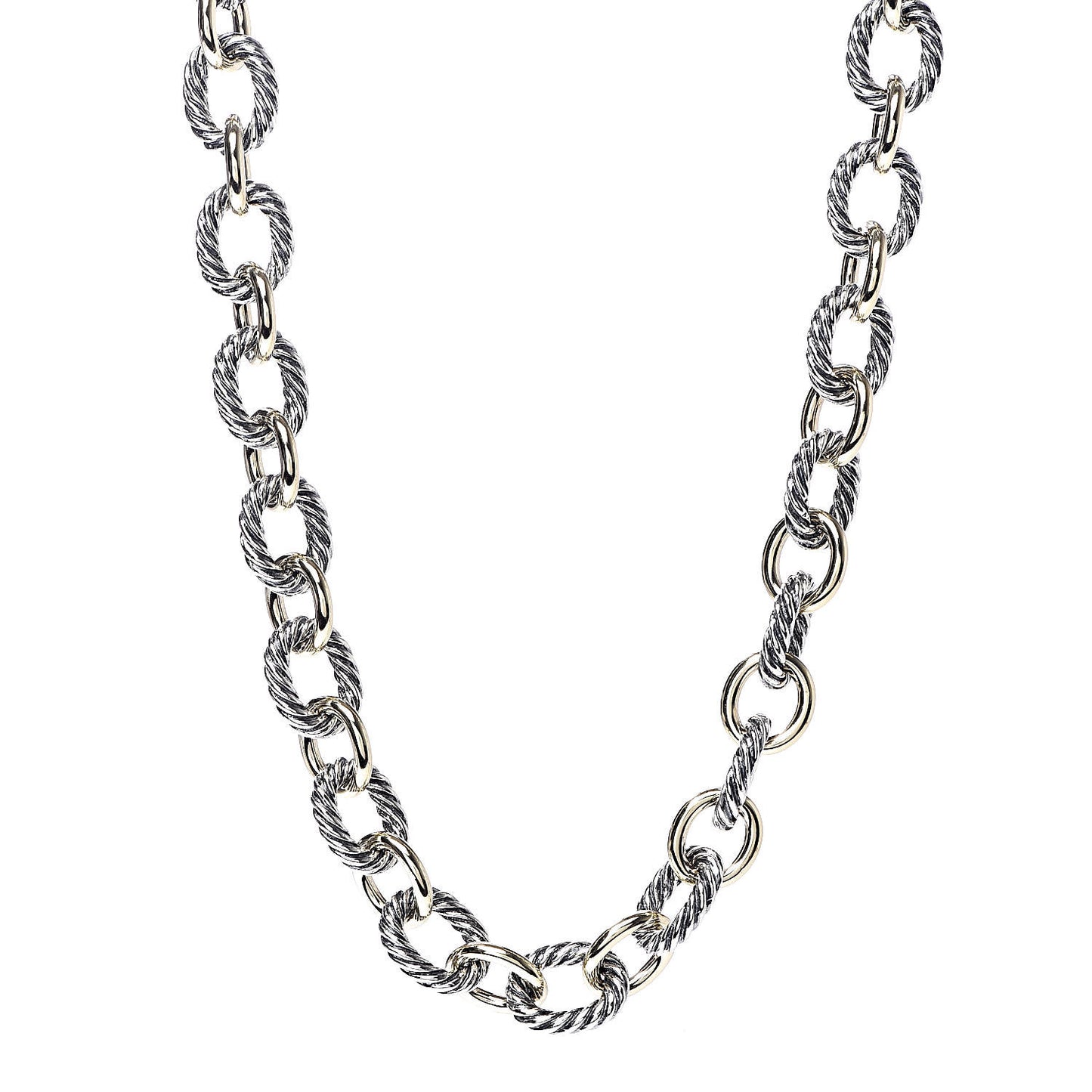 Sterling Silver 18K Yellow Gold 10mm Medium Oval Link Necklace