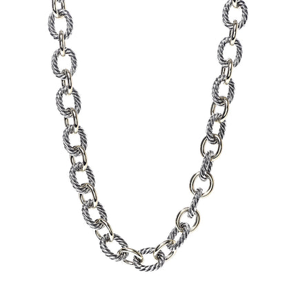 David Yurman Sterling Silver 18K Yellow Gold 10mm Medium Oval Link Necklace 1 of 6