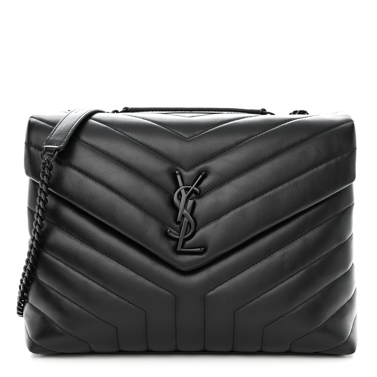 Saint Laurent Calfskin Y Quilted Monogram Monochrome Medium Loulou Chain Satchel Black 1 of 10
