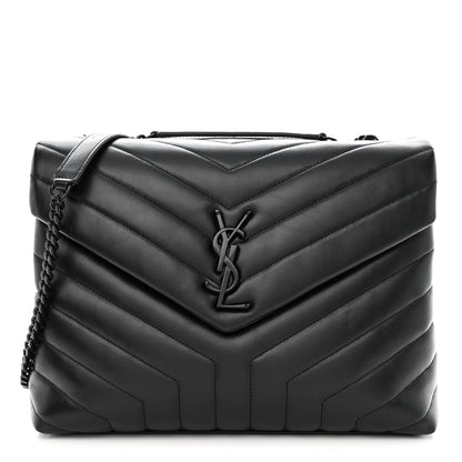 Saint Laurent Calfskin Y Quilted Monogram Monochrome Medium Loulou Chain Satchel Black 1 of 10
