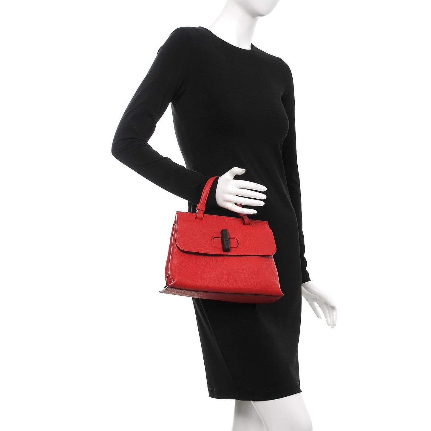 Cellarius Calfskin Small Bamboo Daily Top Handle Bag Hibiscus Red