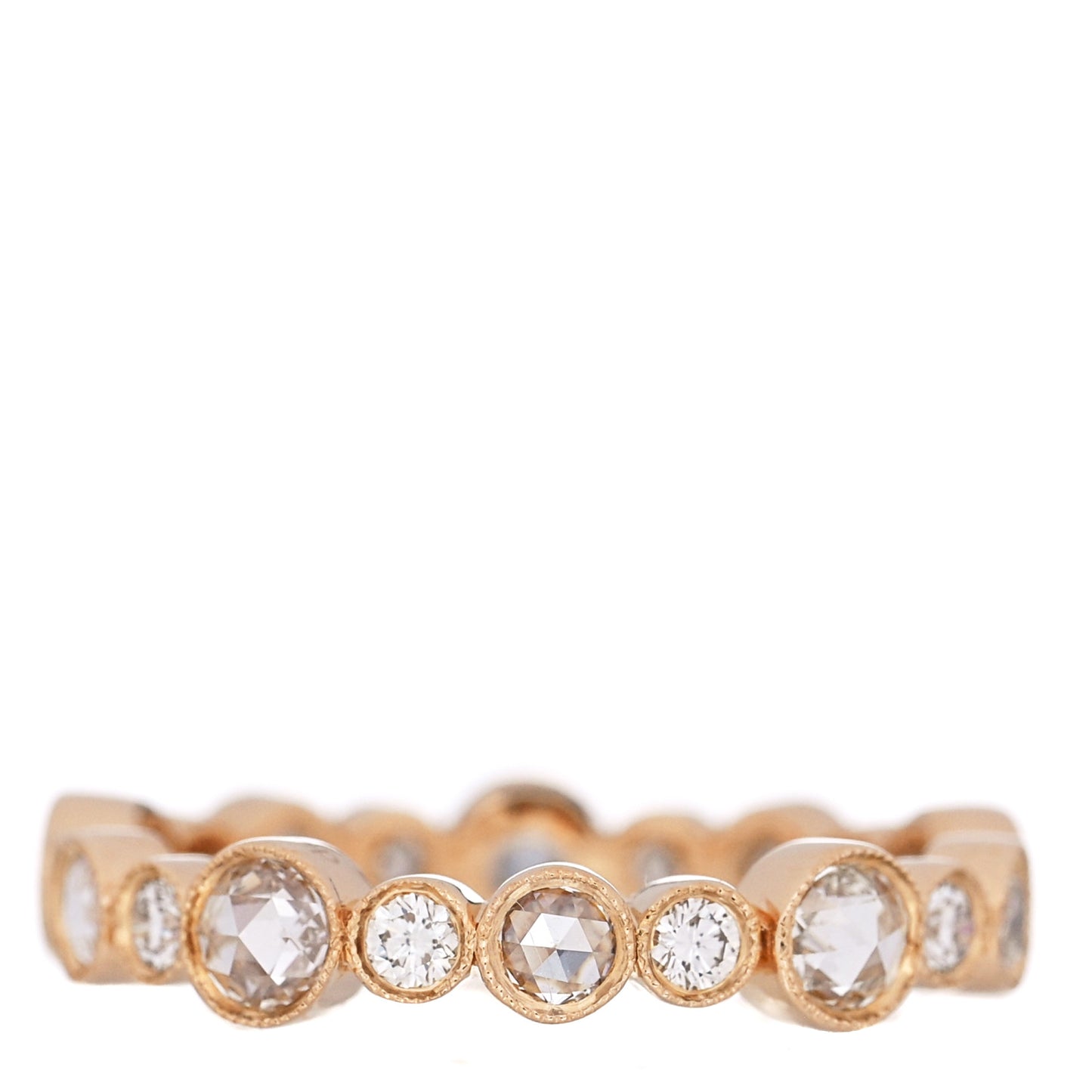 18K Rose Gold Diamond Narrow Cobblestone Band Ring 50 5.25
