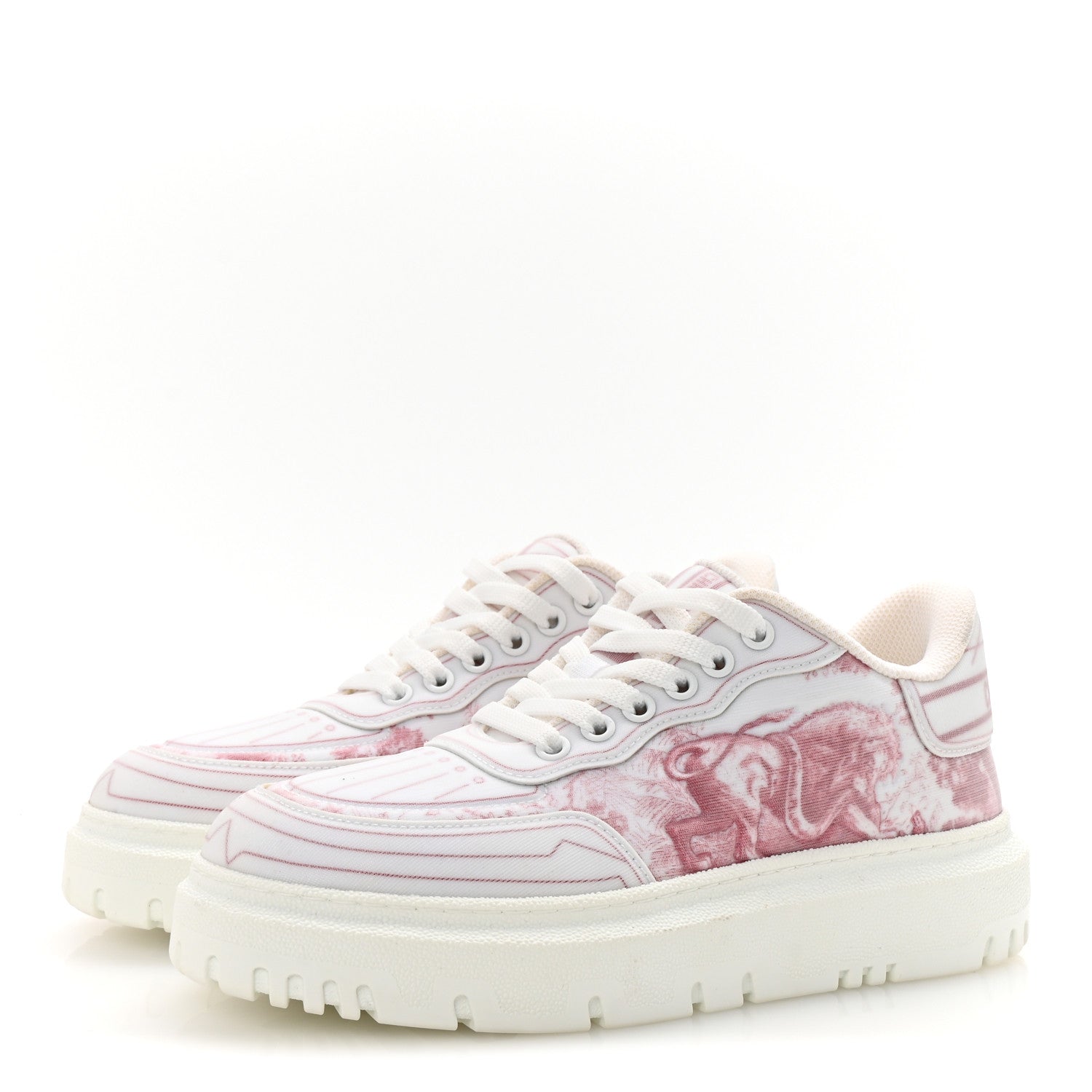 Christian Dior Neoprene Technical Fabric Dior Addict Toile De Jouy Low Top Sneakers 36.5 Framboise 4 of 9