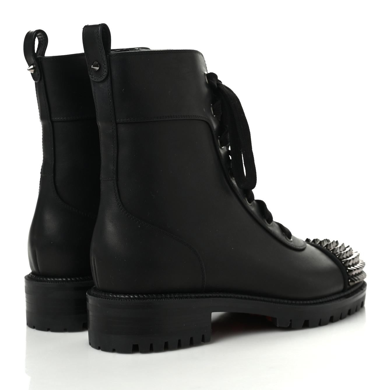 Christian Louboutin Calfskin Spikes TS Croc Flat Boots 36.5 Black 4 of 6