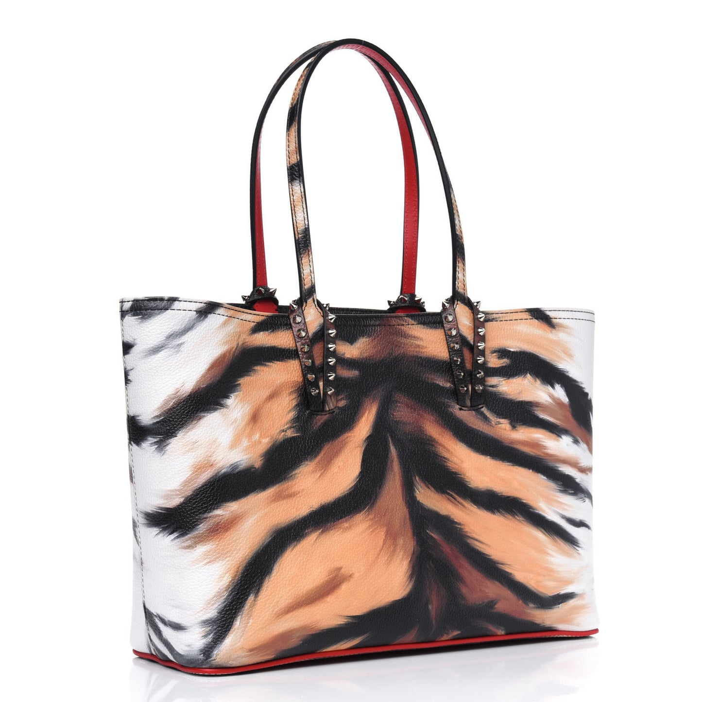 Calfskin Bengal Print Spikes Small East West Cabata Tote Multi