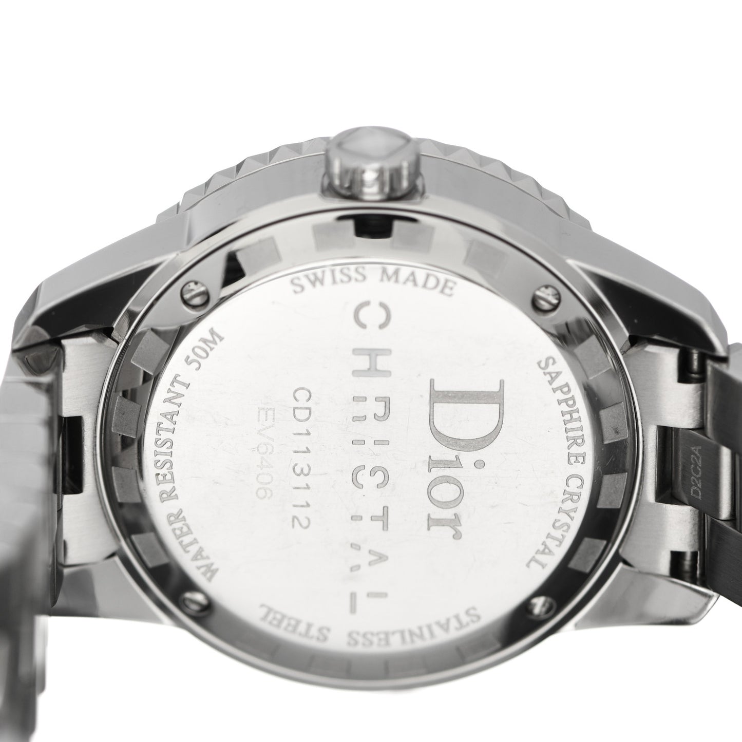 Stainless Steel Diamond Sapphire 33mm Christal Quartz Watch White