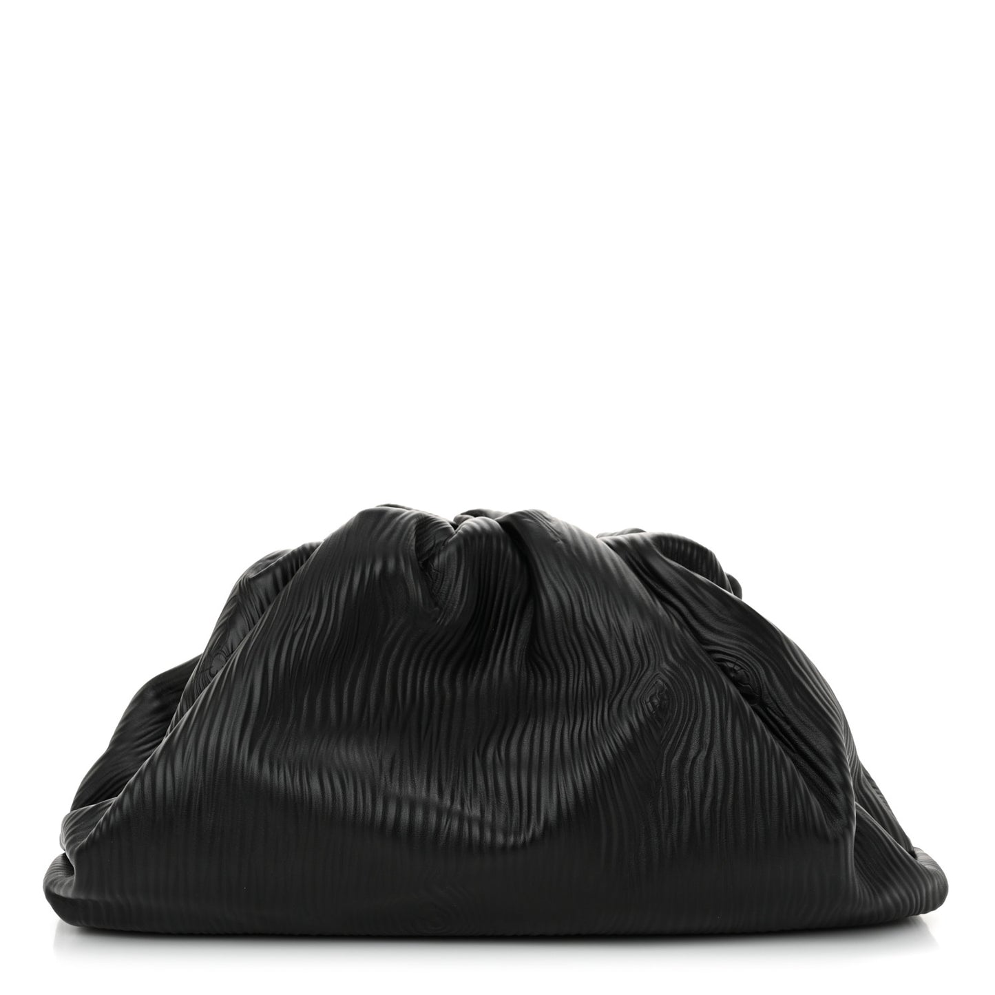 Bark Calfskin Embossed The Pouch Oversized Clutch Black