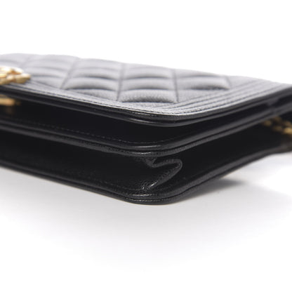 Chanel Caviar Quilted Boy Wallet On Chain WOC Black 9 of 11