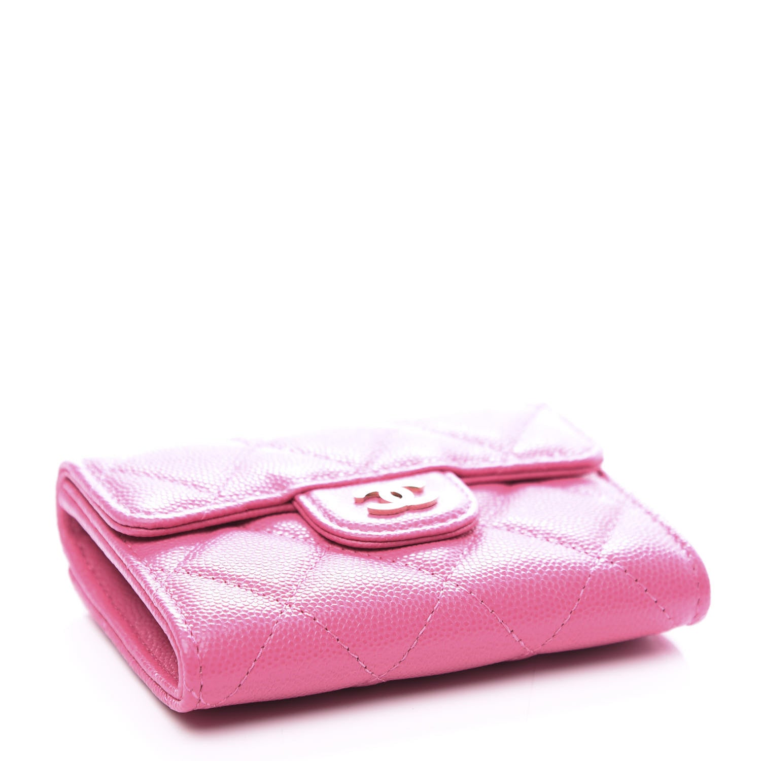 Chanel Caviar Quilted Flap Card Holder Wallet Pink 3 of 10