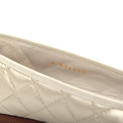 Chanel Metallic Caviar Quilted Cap Toe Ballerina Flats 36 Gold 10 of 11