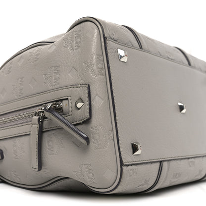 MCM Calfskin Ottomar Monogram Boston Bag Dove 8 of 11