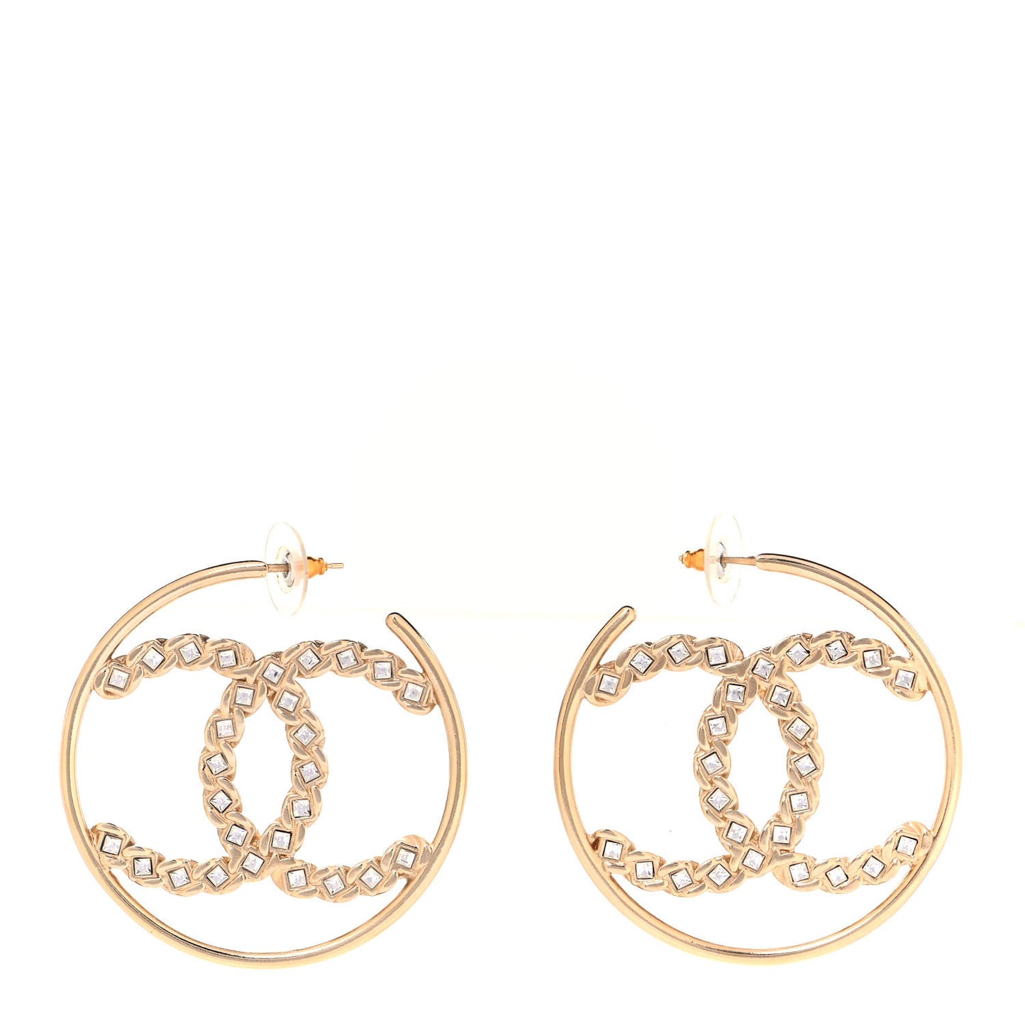 Crystal High Society CC Hoop Earrings Gold
