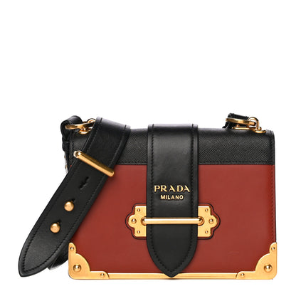 Prada City Calfskin Saffiano Cahier Bag Cotto Black 1 of 13