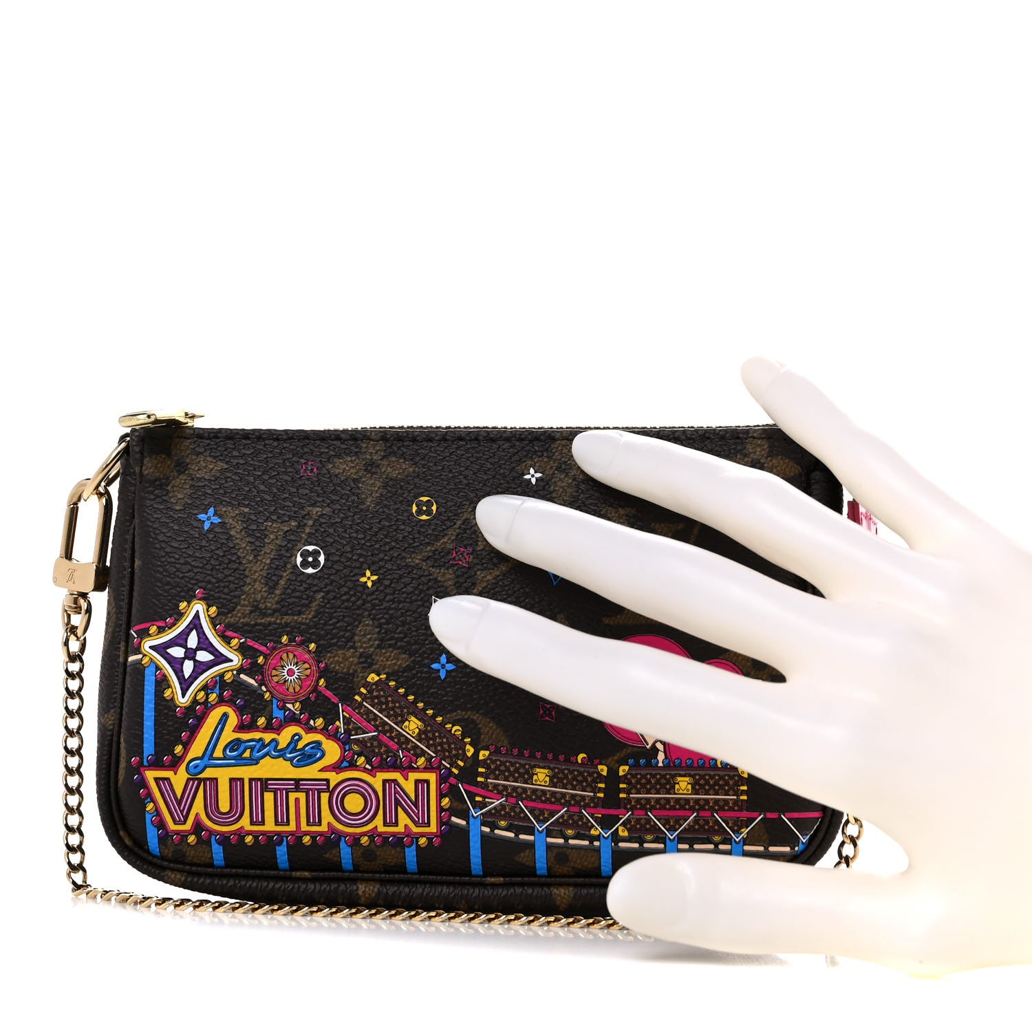 Louis Vuitton Monogram 2020 Christmas Animation Roller Coaster Mini Pochette Accessories Pivoine 2 of 10