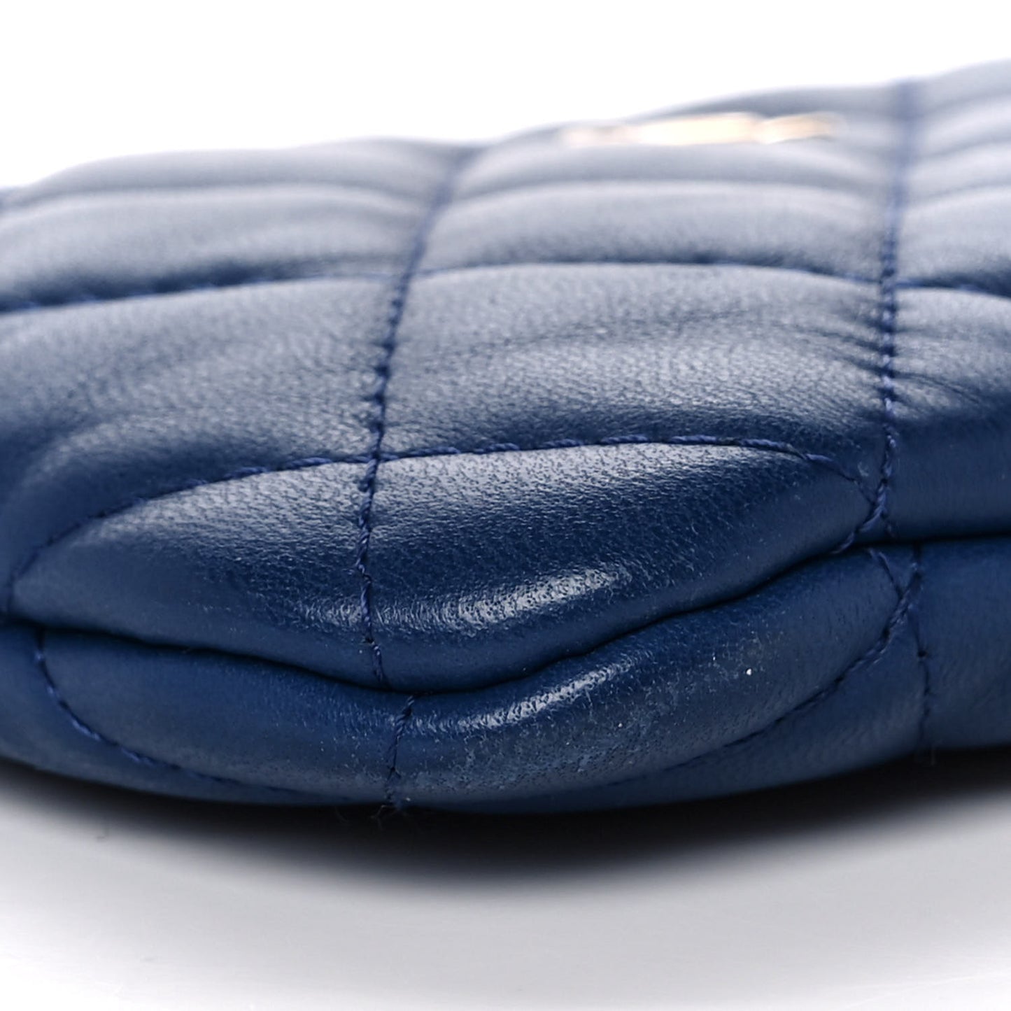 Lambskin Quilted Small Cosmetic Case Blue