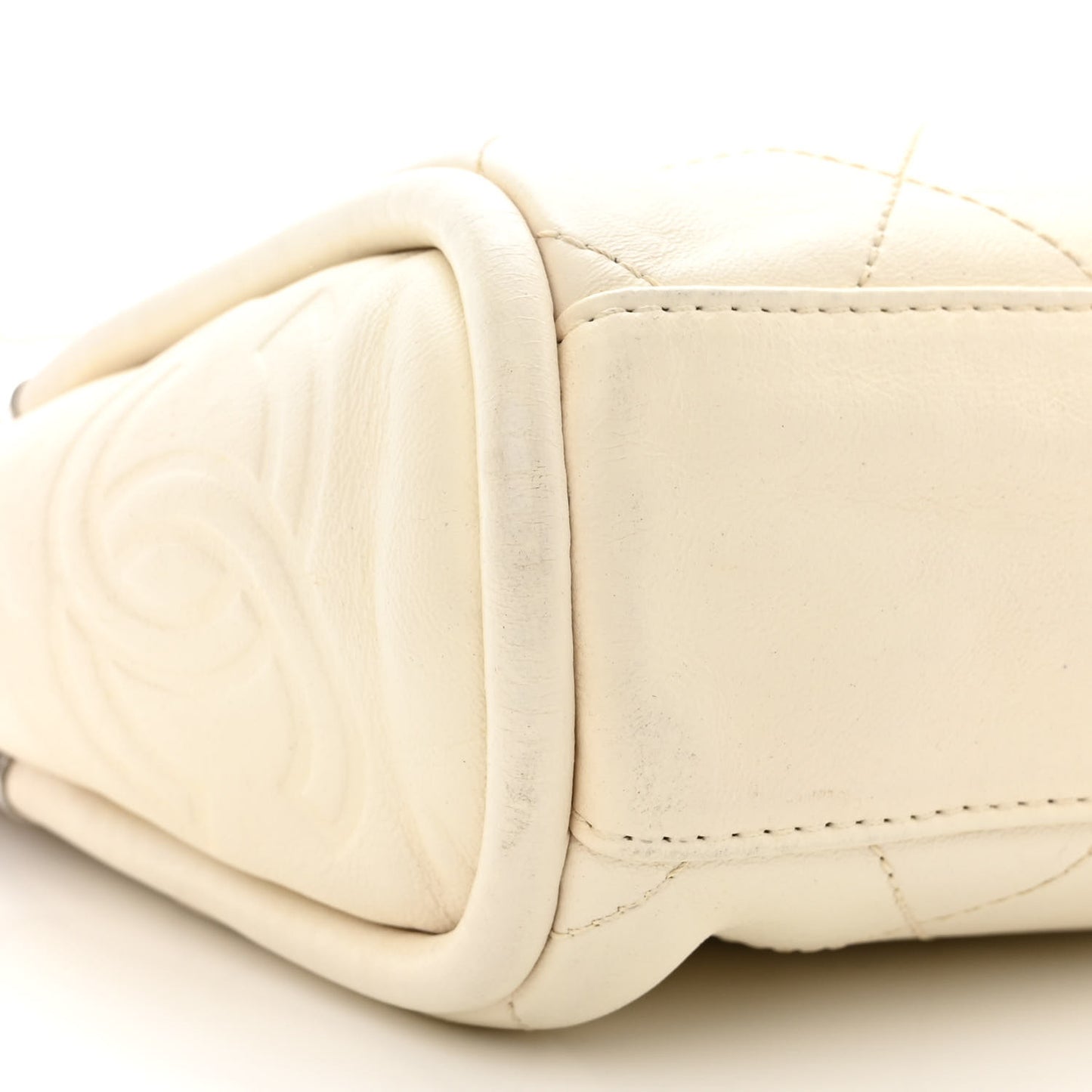 Lambskin Stitched Small Ultimate Soft Tote White