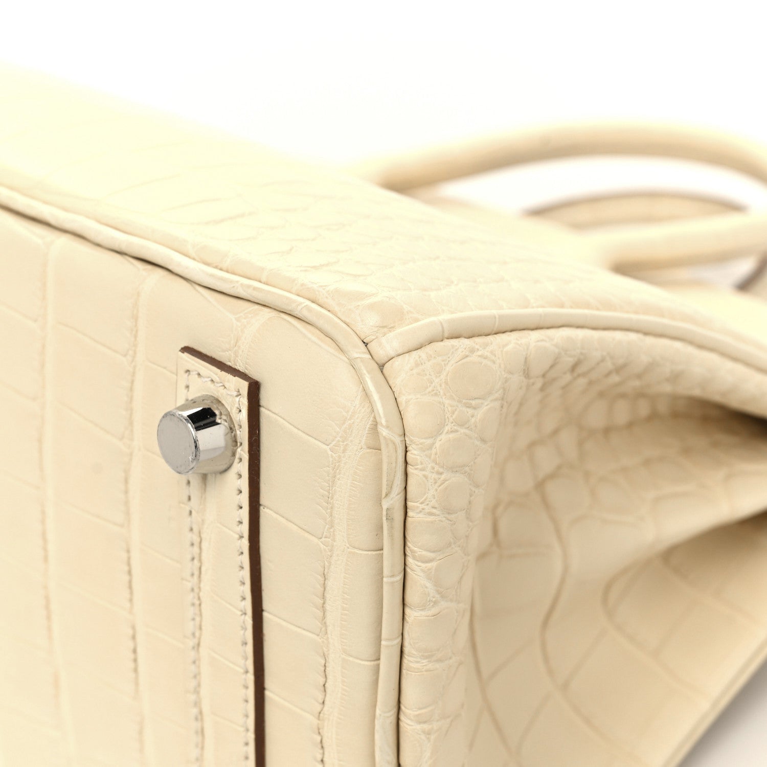 Hermes Matte Alligator Birkin 25 Vanille 9 of 13