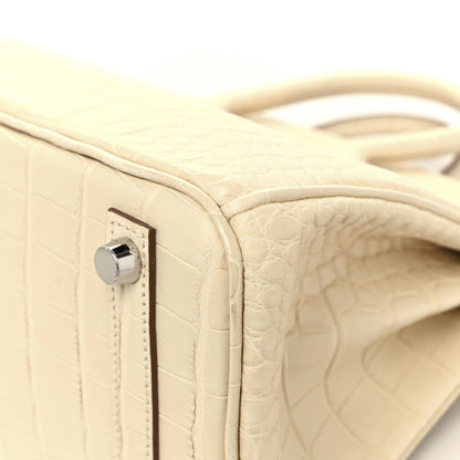 Hermes Matte Alligator Birkin 25 Vanille 9 of 13