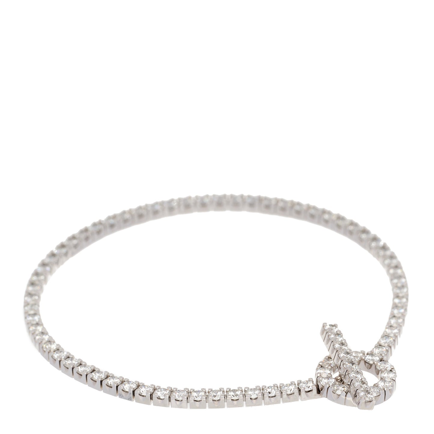 18K White Gold Diamond Finesse Link Bracelet XS