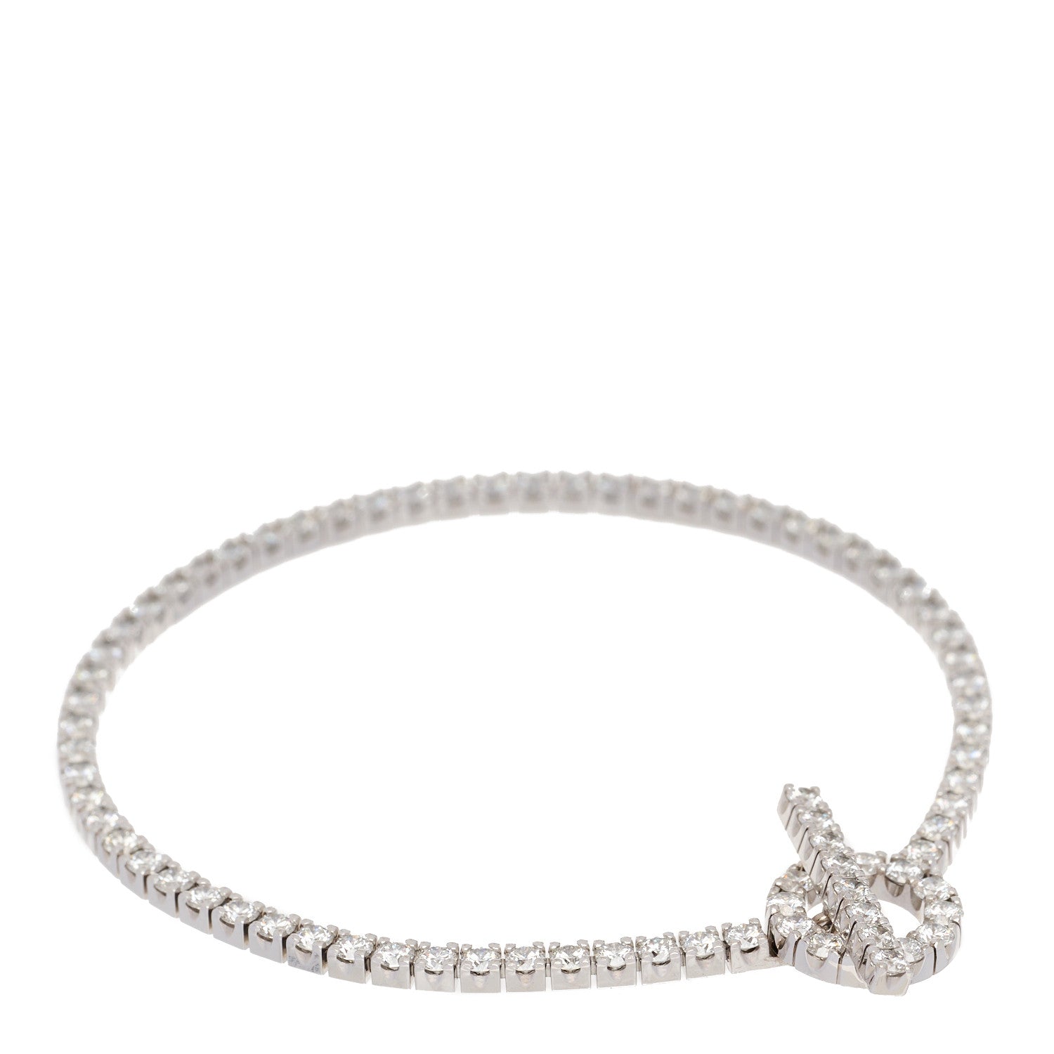 Hermes 18K White Gold Diamond Finesse Link Bracelet XS 3 of 5