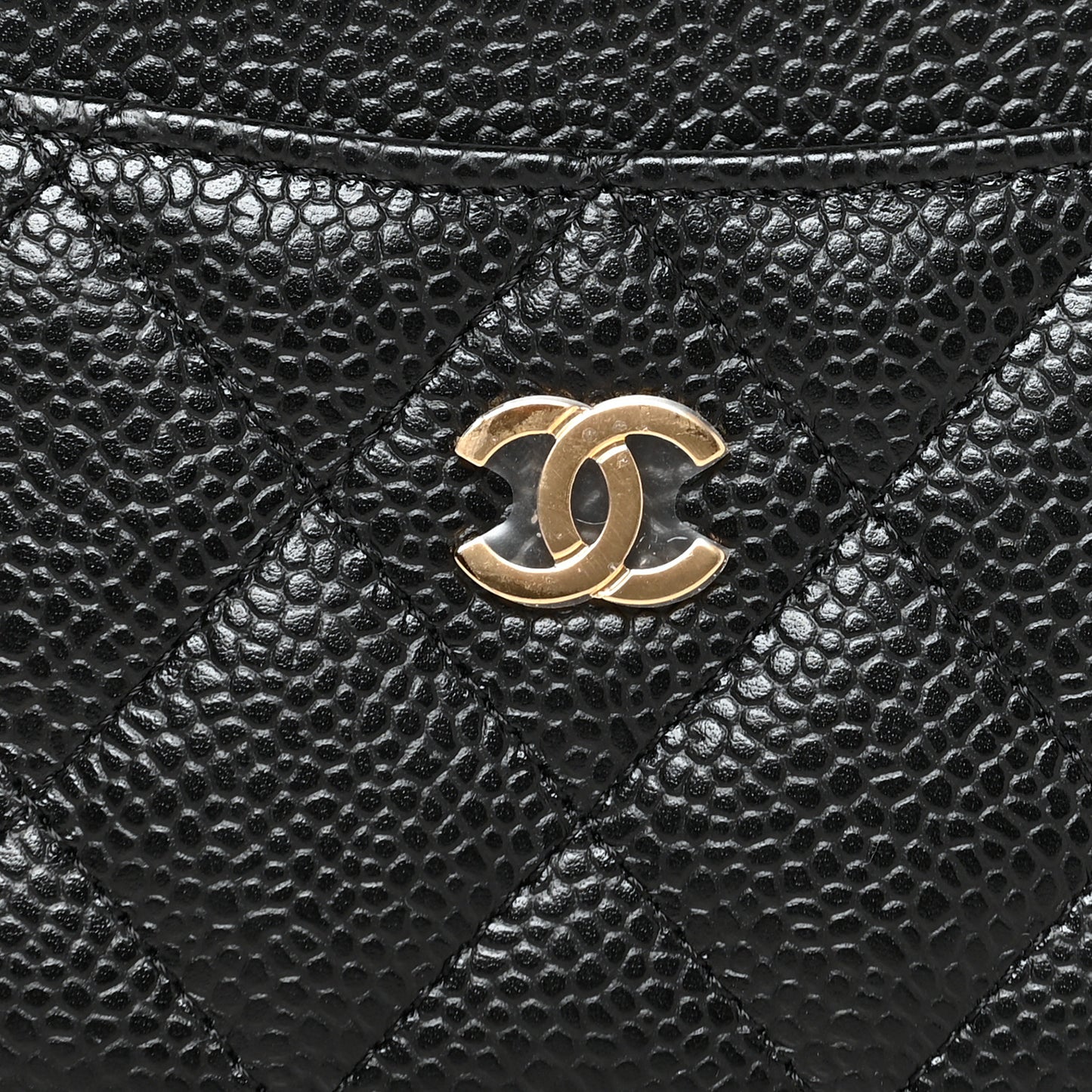 Caviar Quilted Card Holder Black