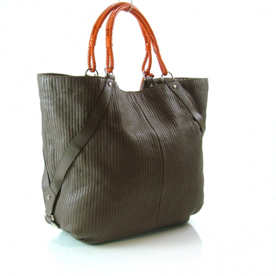 Lanvin Leather Stitched Large Tote Brown 3 of 12