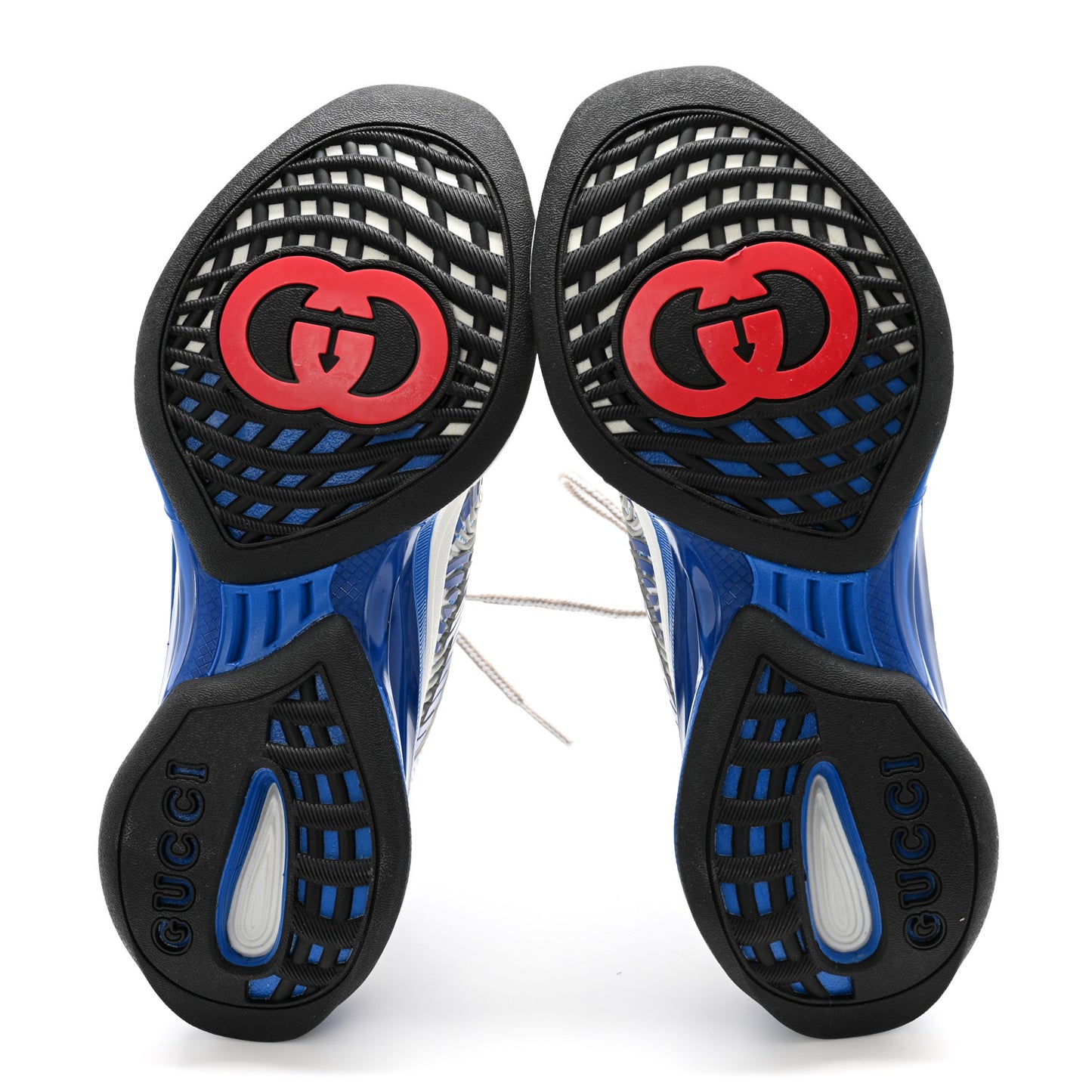 Technical Knit Fabric Waves GG Monogram Womens Gucci Run Sneakers 35 Great White Bright Splash Thunder Grey Sky