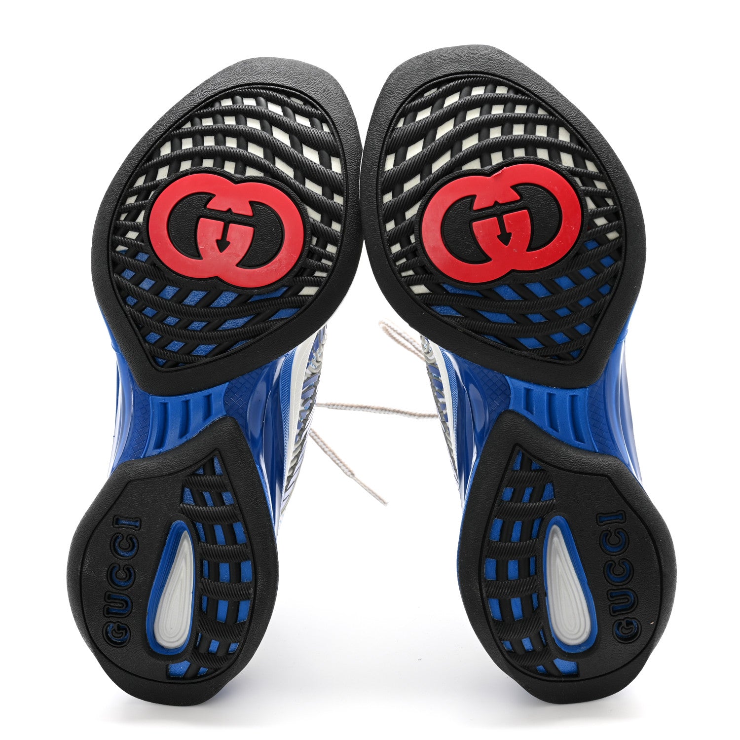 Gucci Technical Knit Fabric Waves GG Monogram Womens Gucci Run Sneakers 35 Great White Bright Splash Thunder Grey Sky 5 of 7