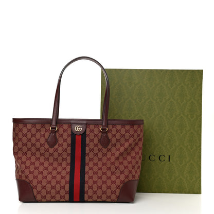 Gucci Monogram Textured Dollar Calfskin Web Medium Ophidia Shopping Tote Sahara Rubino Chardonnay 11 of 11