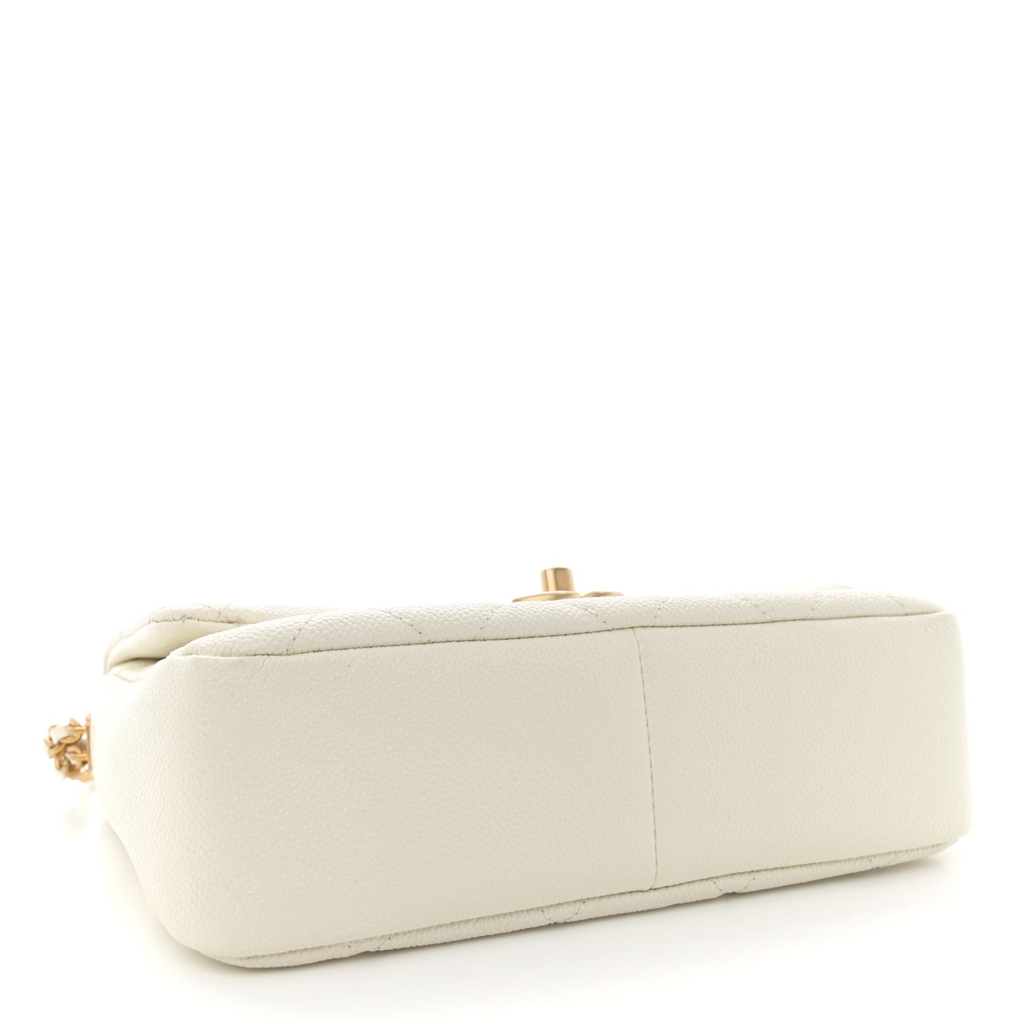 Shiny Caviar Quilted Small Chain Melody Flap White
