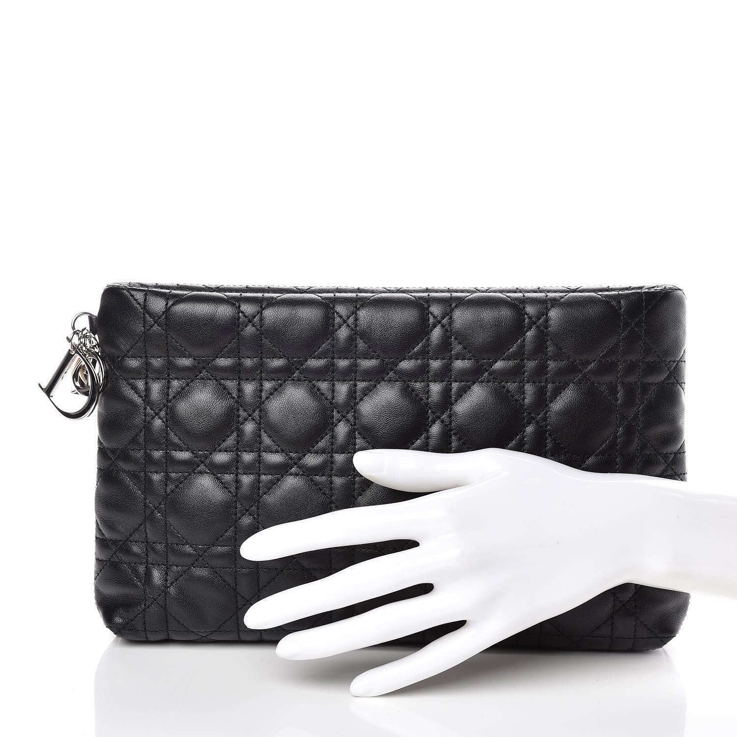 Christian Dior Lambskin Cannage Panarea Clutch Black 2 of 9