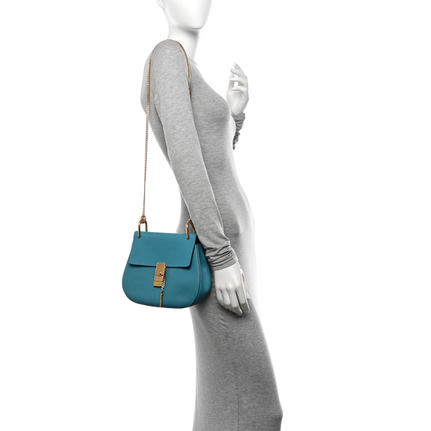 Chloe Grained Lambskin Drew Shoulder Bag Sky Blue 2 of 11